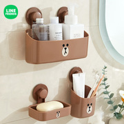 LINE布朗熊免打孔肥皂盒可爱卡通浴室置物架壁挂吸盘收纳盒香皂架