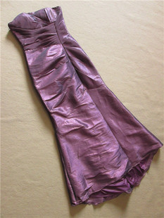 0218紫色冬季厚缎抹胸鱼尾裙外贸原单晚礼服裙长款修身气质宴会