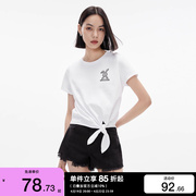 绫致Vero Moda T恤女2024春夏休闲甜美可爱短袖圆领纯棉上衣