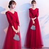 伴娘团购红色小晚礼服，女姐妹合唱演出2024平时可穿连衣裙气质