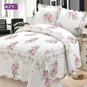 家纺三件套床单床盖全棉公主婚庆衍缝双面两件套床品空调被