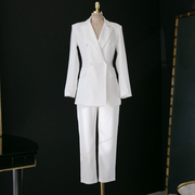白色西装套装女2024春秋欧美时尚修身西服外套，气质ol职业通勤