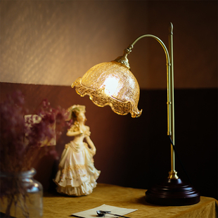 法式复古台灯欧式黄铜书房氛围灯中古vintage灯美式卧室床头灯