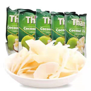 泰国进口香酥椰子片椰子，干40g×5袋香脆碳烤椰子零食特产