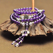古风文艺典雅爱莲说天然紫水晶佛珠手链，女108颗多圈手串礼物饰品