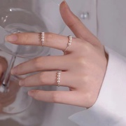 925纯银珍珠戒指素圈女食指，戒指环夏小众(夏小众)设计感开口尾戒