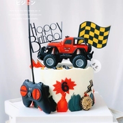 遥控小汽车蛋糕装饰烘焙摆件儿童男孩，生日礼物越野赛车模型玩具