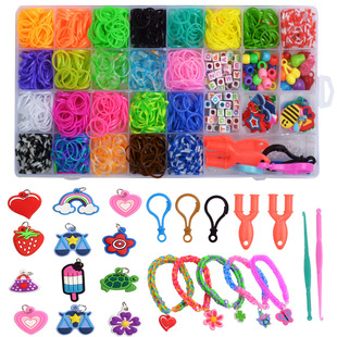 28格彩虹橡皮筋彩色手工，编织器diy益智儿童，玩具编织手链32格套装