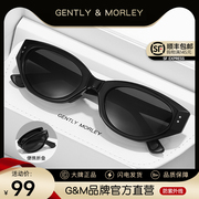 gm猫眼墨镜女折叠高级感黑色欧美太阳眼镜显脸小防紫外线2024