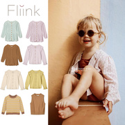 Fliink23夏婴儿宝宝男女童薄款长袖针织开衫马甲毛衣外套55