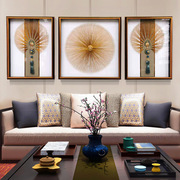 实物画现代客厅装饰画立体三联画手工绕线金帝斯挂画沙发背景墙画