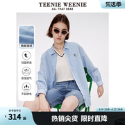 teenieweenie小熊棉麻混纺白色法式衬衫轻薄长袖女装春装