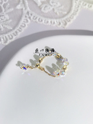 手工设计 美国14K包金奥地利水晶戒指 链条软戒 可调节 洗手可戴