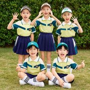 英伦风校服夏装幼儿园园服夏令营，统一短袖衬衫白色短裙中小学生