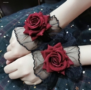 干枯玫瑰~洛丽塔蕾丝手腕套手袖女玫瑰山茶花朵礼服舞蹈饰品