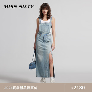 misssixty2024夏季背带牛仔，连衣裙减龄少女，感复古工装开衩