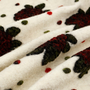 秋冬柔软奶白色玫瑰花，立体提花针织，羊毛布料大衣外套设计师面料