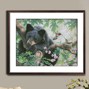 好奇的小熊十字绣套件，客厅卧室精准印花卡通，动物风景花卉