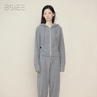bsiee本涩花纱灰色，卫衣套装运动风，阳光少女两件套2023冬季