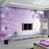 紫色花朵订制电视背景时尚花纹墙纸大型壁画客厅卧室影视墙壁纸