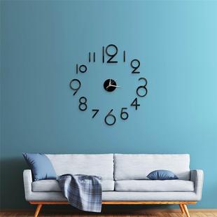 创意欧式挂钟家居diy3D立体装饰钟亚克力数字镜面墙贴挂钟表