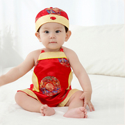 中国风国潮婴儿肚兜短裤套装新生儿男女宝宝肚围可爱拍照衣服夏季