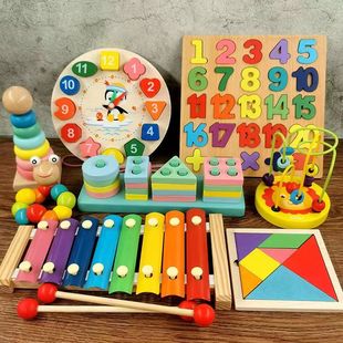 婴幼儿八音手敲琴玩具小木琴1-2-3周岁，男女孩宝宝益力智早教套装