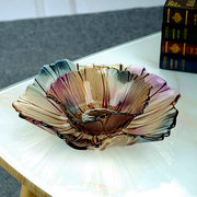 欧式创意水晶玻璃水果盘现代家用客厅彩色向日葵糖干果盘时尚