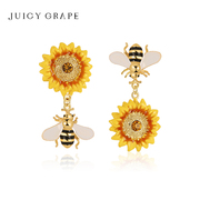 Juicy Grape原创设计蜜蜂向日葵耳钉轻奢小众个性甜美花朵耳环女