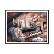 精准印花dmc十字绣，客厅卧室大幅现代简约油画，优雅钢琴2