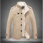 外套jacket保暖加厚长袖款男士，加绒夹克高档毛领毛呢纯色
