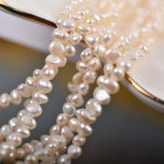 天然淡水珍珠散珠6-7mm两面光巴洛克异形珍珠白色混色DIY饰品配件