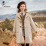 女童学院风双面羊毛大衣秋冬洋气儿童牛角扣羊毛呢子外套大童