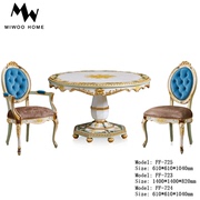 法式宫廷别墅餐厅餐桌椅套装家具实木多层手绘餐桌餐椅圆形餐台椅