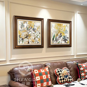 复古客厅装饰画美式卧室床头，壁画欧式沙发背景墙挂画抽象玄关花卉
