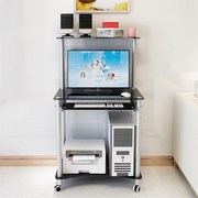 白色一体多层小型电脑桌拼装A组合70可放印表机简单玻璃办公