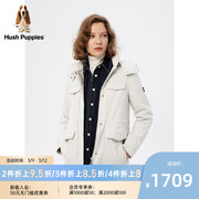 Hush Puppies暇步士女装2023秋工装风可脱卸连帽棉衣休闲棉服