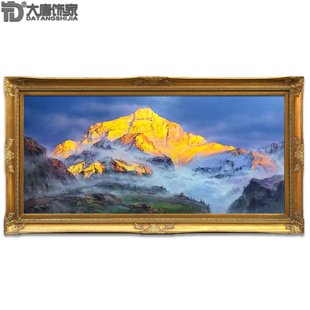 原创手绘客厅装饰画 日照金山梅里雪山画 办公室油画别墅挂画N279