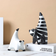 现简约黑白异形抽象小猫陶瓷，摆件软装饰品摆件创意陶瓷样板间