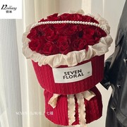 小香风针织布包花纸红色，结婚花束鲜花包装纸布艺，包花布(包花布)材料丝绒布