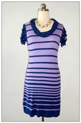 外贸原单 欧美大牌KENZ* 蓝紫色70%真丝针织连衣裙