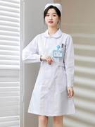 护士服女款长袖夏季装粉色白大褂短袖娃娃领药店美容院工作服套装