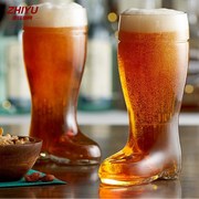 啤酒杯大容量德式趣味靴子，传统精酿扎啤杯，透明玻璃酒吧创意玻璃杯