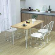 北欧原木餐桌组合咖啡厅白色铁艺餐椅桌椅小户型客厅家用一桌四椅
