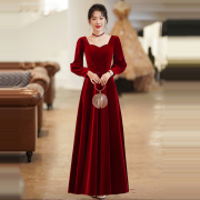 敬酒服新娘小个子结婚回门订婚连衣裙红色，礼服裙女秋款高级感裙子