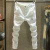 夏季白色工装牛仔裤男韩版休闲修身小脚裤美式潮牌个性多口袋长裤