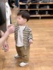2024韩版男童棉质春秋，小童休闲时髦条纹，开衫外套宝宝棒球服夹克