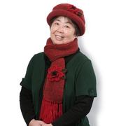 老人帽子女秋冬季中老年人，奶奶羊毛线，帽女士保暖妈妈帽渔夫帽围巾