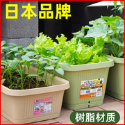 日本爱丽思种菜盆花盆家庭阳台大号塑料蔬菜盆长槽方形户外种植盆