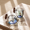 幻彩公道杯玻璃耐高温木把公杯创意茶海单个加厚耐热日式分茶器
